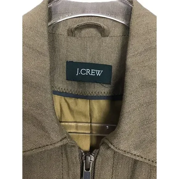 J CREW Safari Full Zip Olive Army Moss Green Jacket Utility Lined Pockets S M - Picture 6 of 6